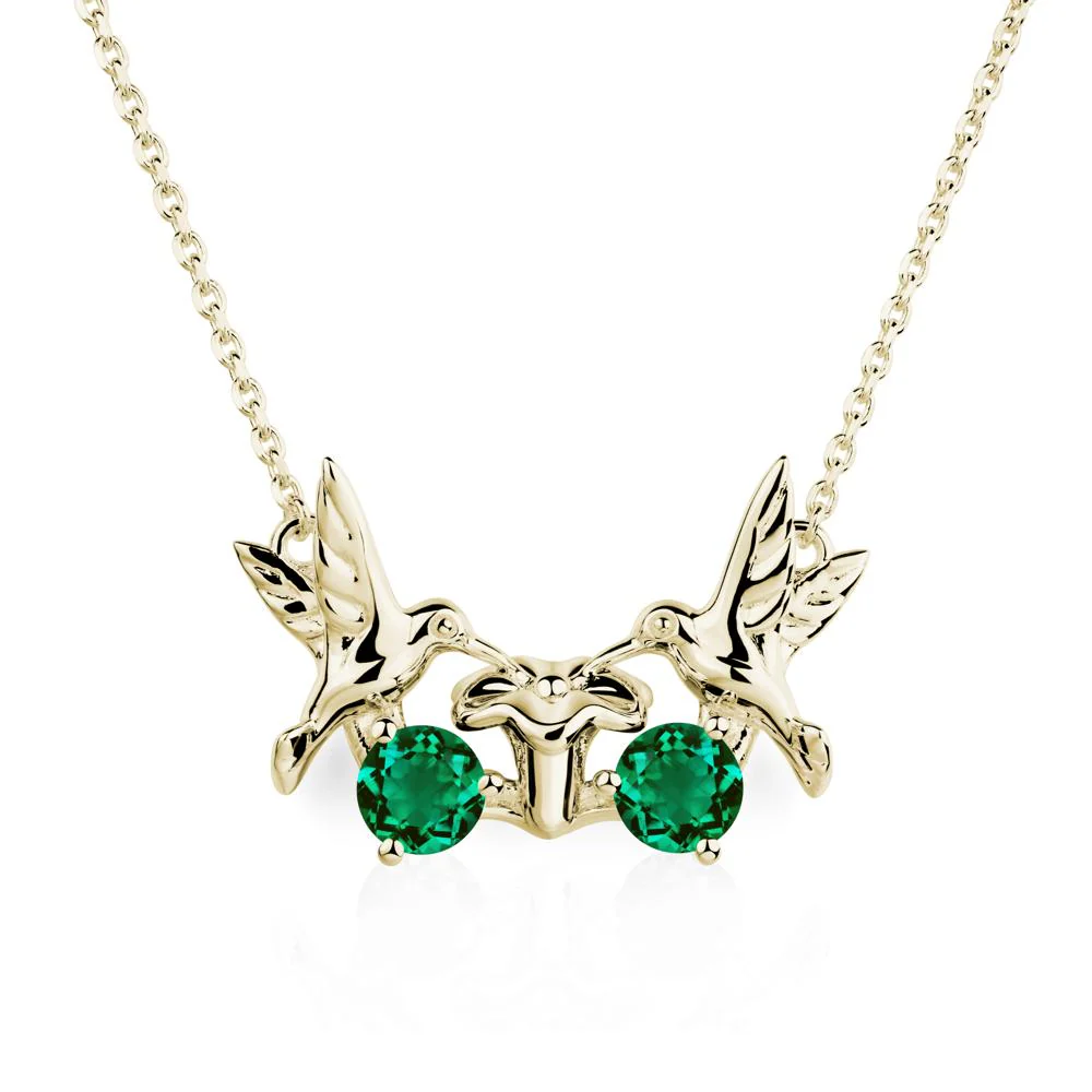 Emerald Two Stone Hummingbird Necklace - Image 4