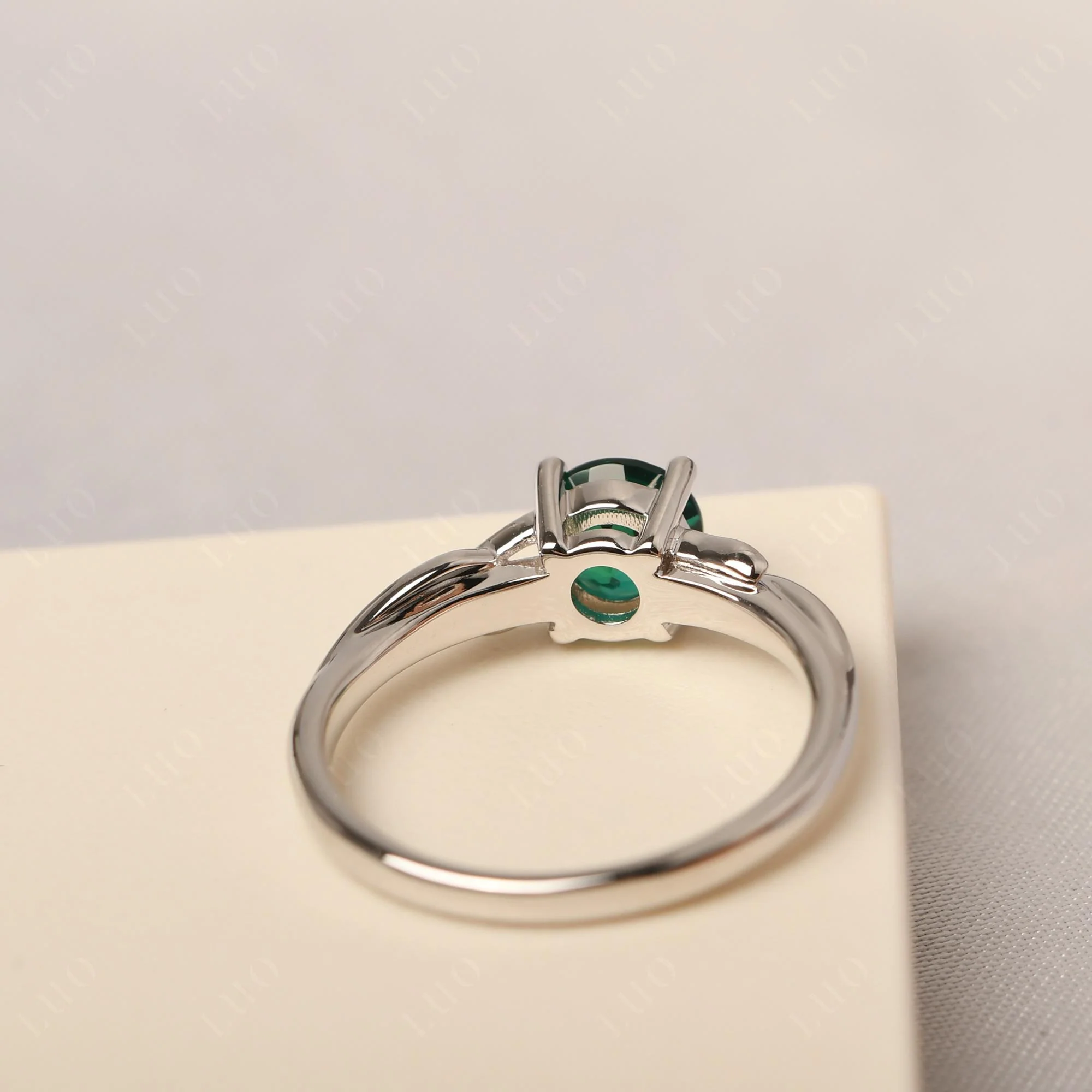 Petite Emerald Leaf Ring - Image 12