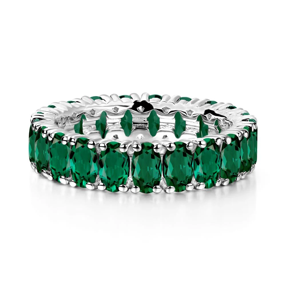 Emerald Wide Band Eternity Ring - Image 6