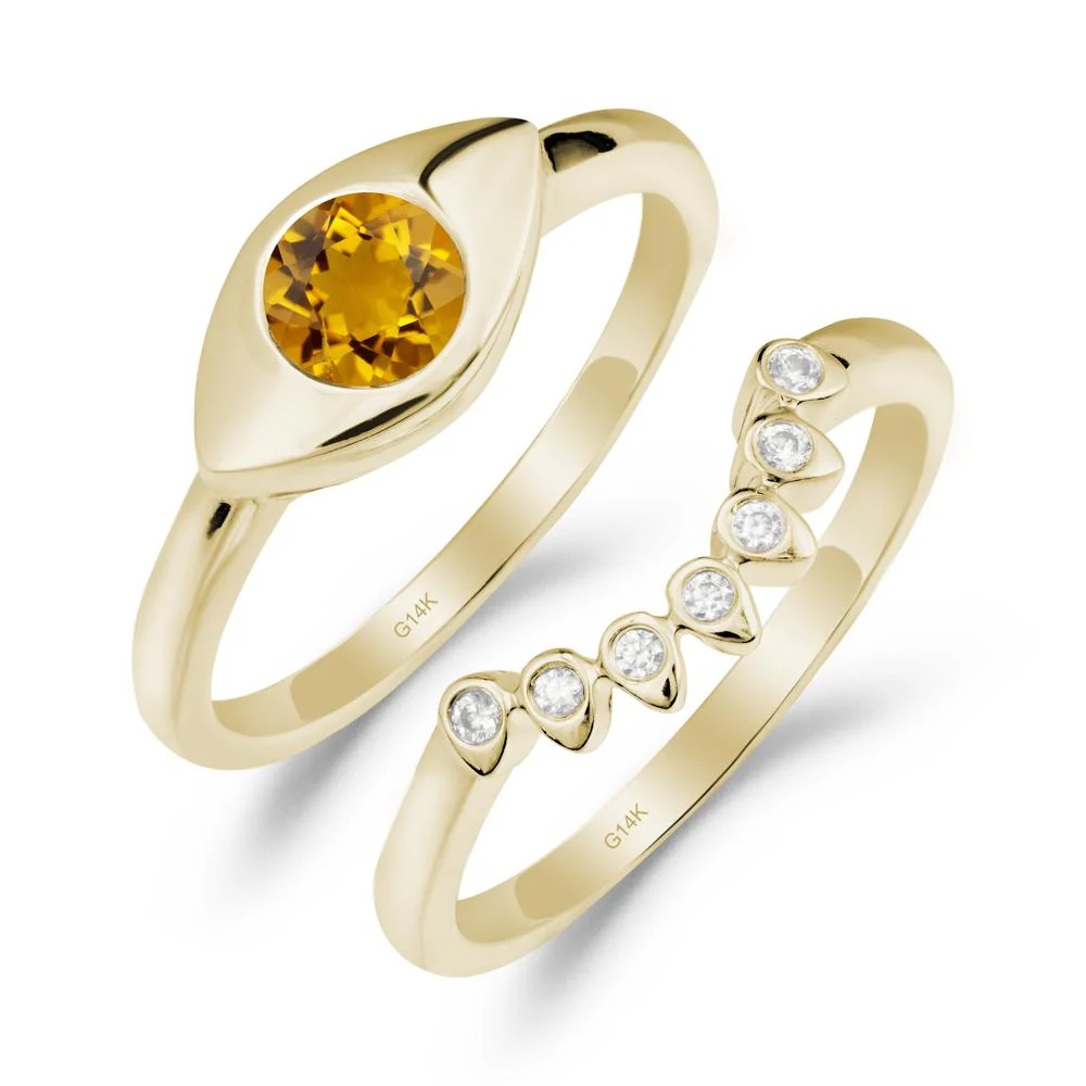 Evil Eye Citrine Ring Set