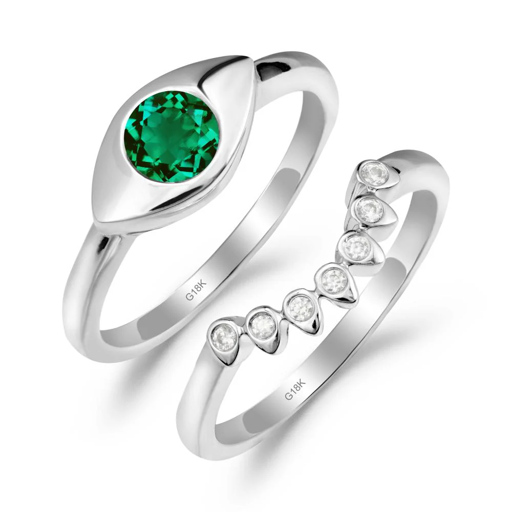 Evil Eye Emerald Ring Set - Image 2