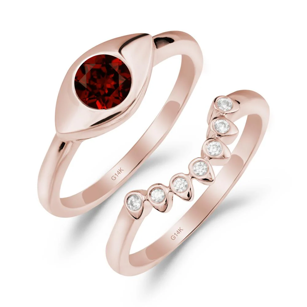 Evil Eye Garnet Ring Set