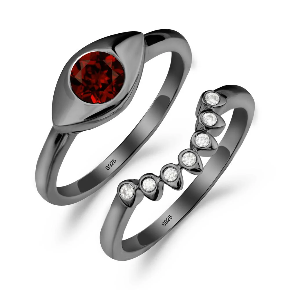Evil Eye Garnet Ring Set - Image 3