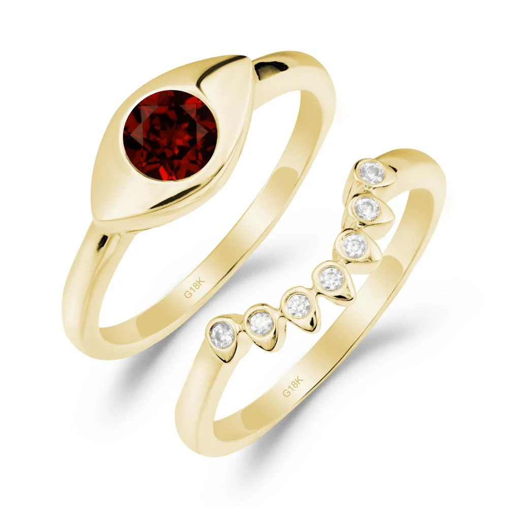 Evil Eye Garnet Ring Set - Image 4