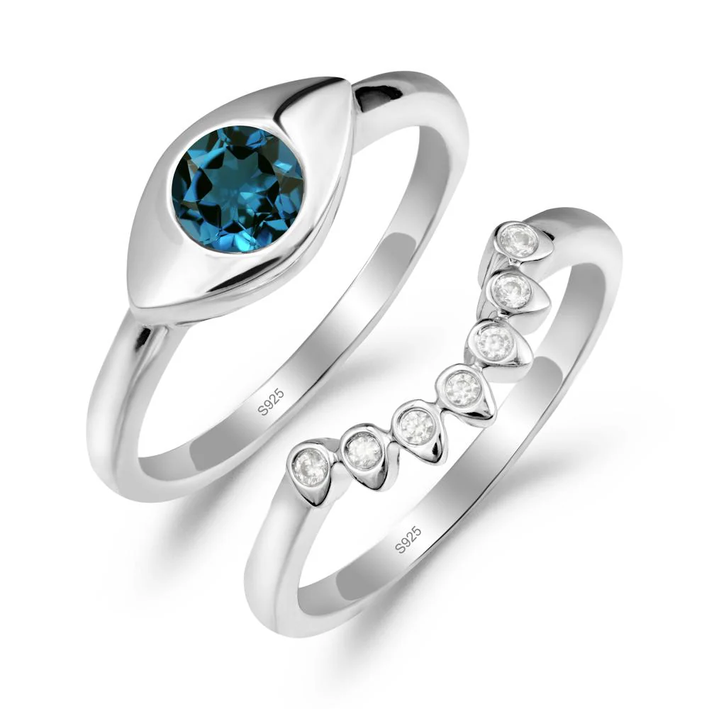 Evil Eye London Blue Topaz Ring Set - Image 3