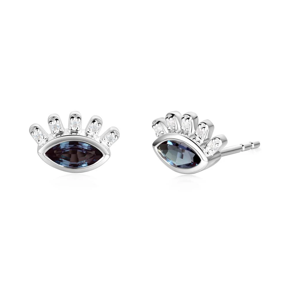 Evil Eye Marquise Alexandrite Earrings - Image 2