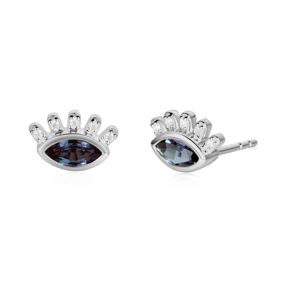 Evil Eye Marquise Alexandrite Earrings - Image 7