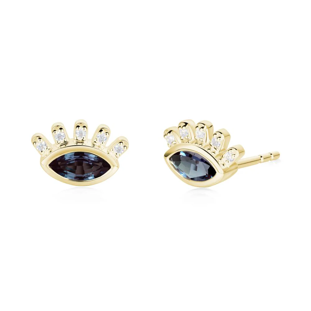 Evil Eye Marquise Alexandrite Earrings - Image 9