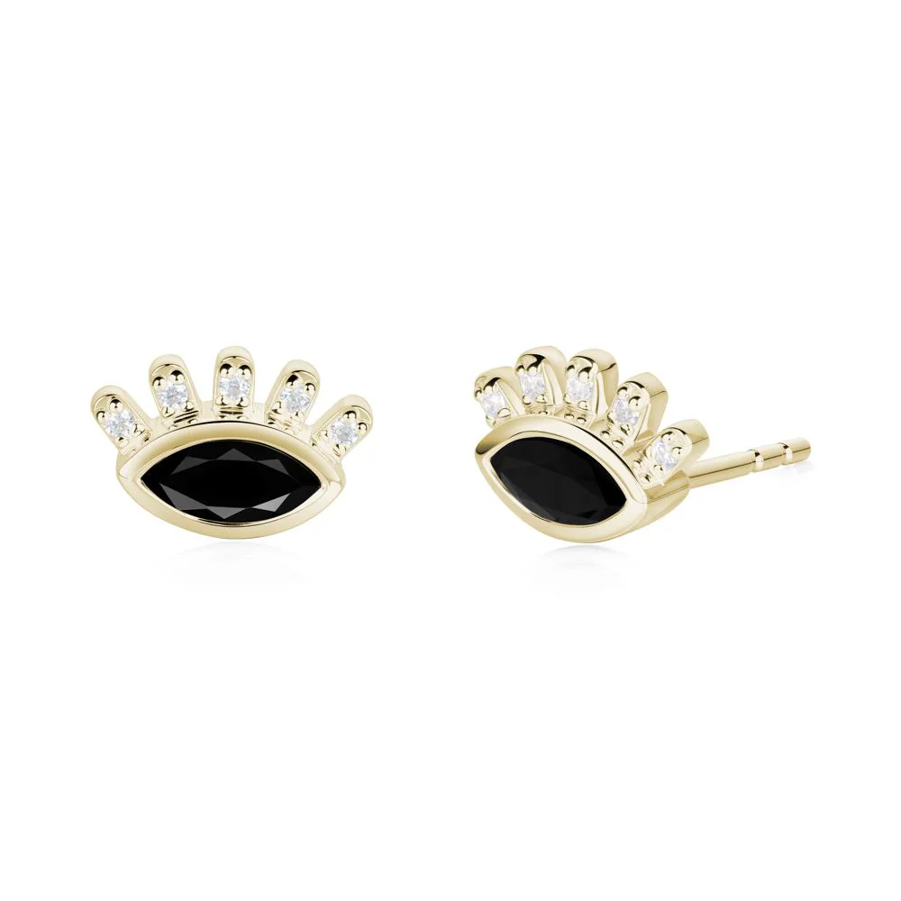 Evil Eye Marquise Black Spinel Earrings - Image 3