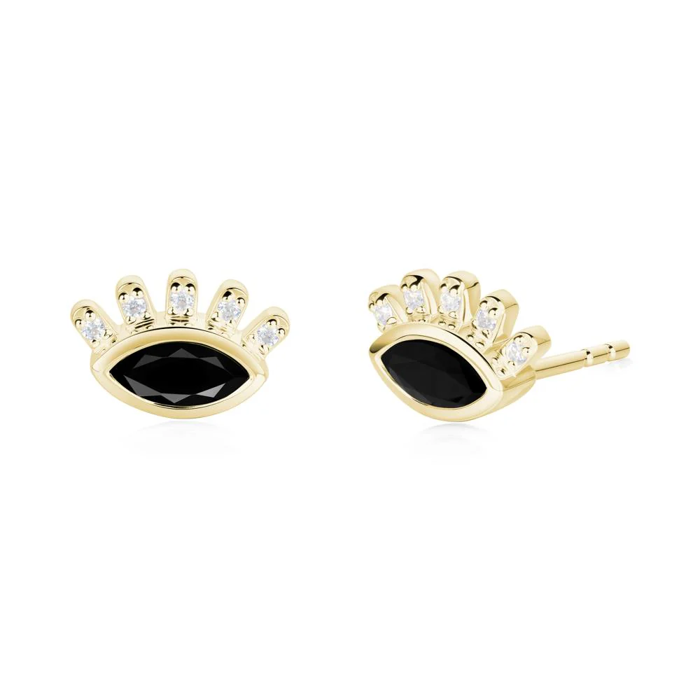 Evil Eye Marquise Black Spinel Earrings - Image 4