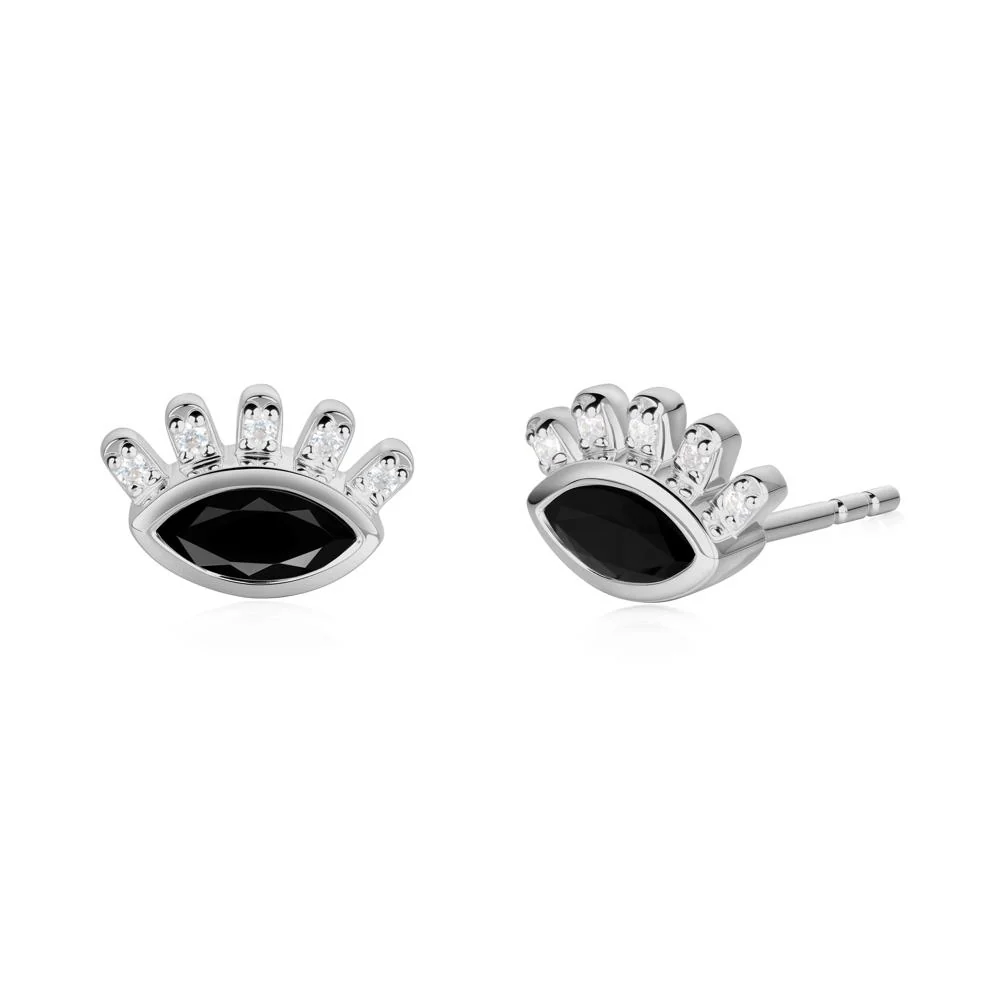 Evil Eye Marquise Black Spinel Earrings - Image 5
