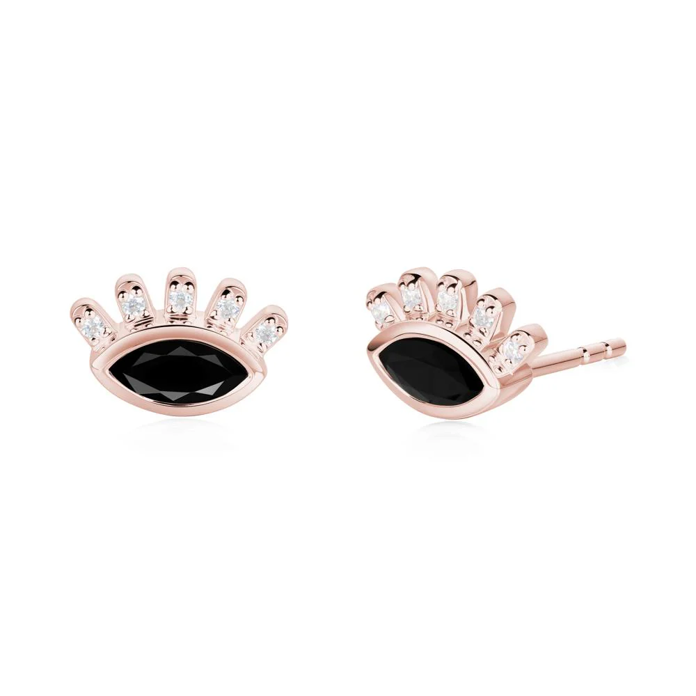 Evil Eye Marquise Black Spinel Earrings - Image 6