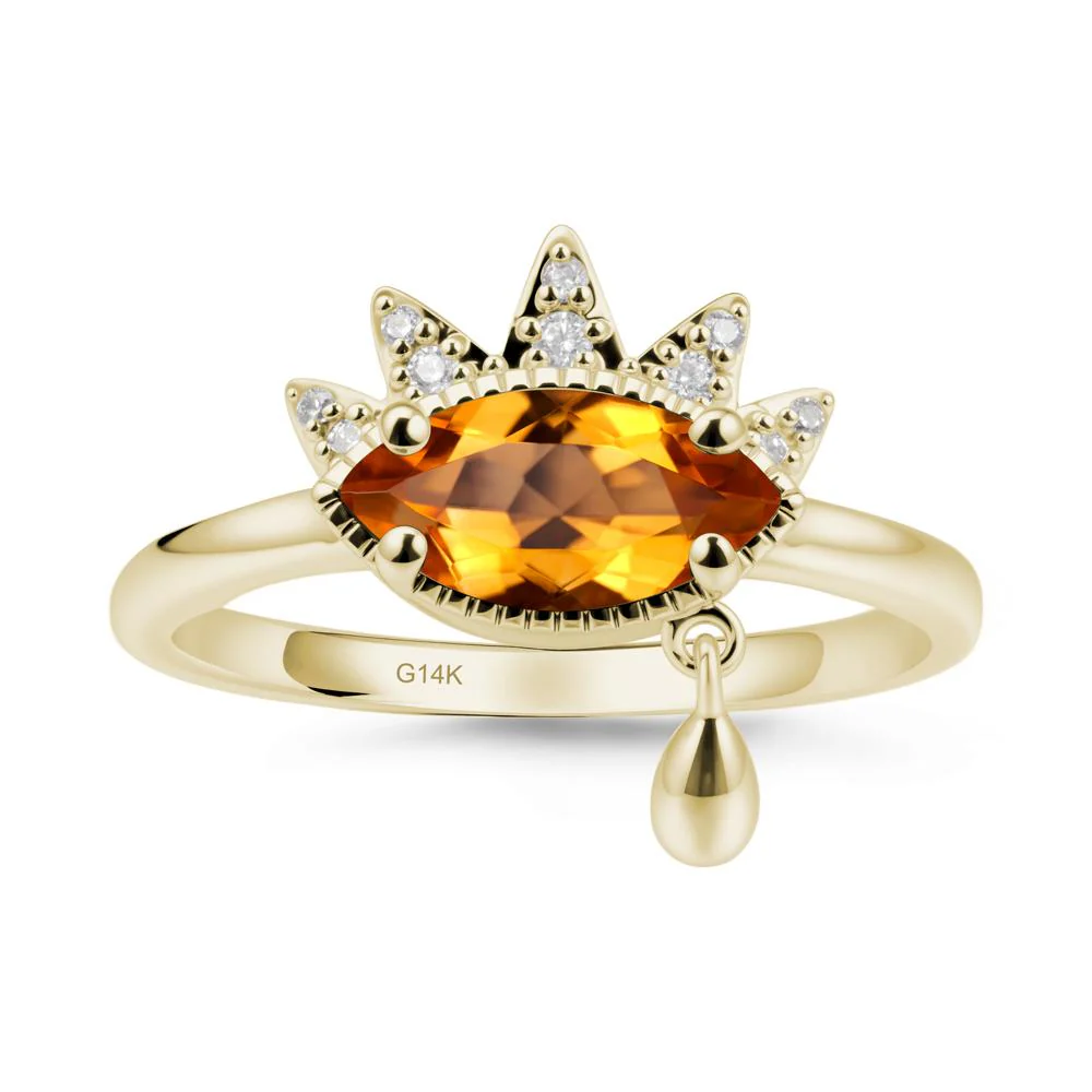 Evil Eye Marquise Cut Citrine Ring