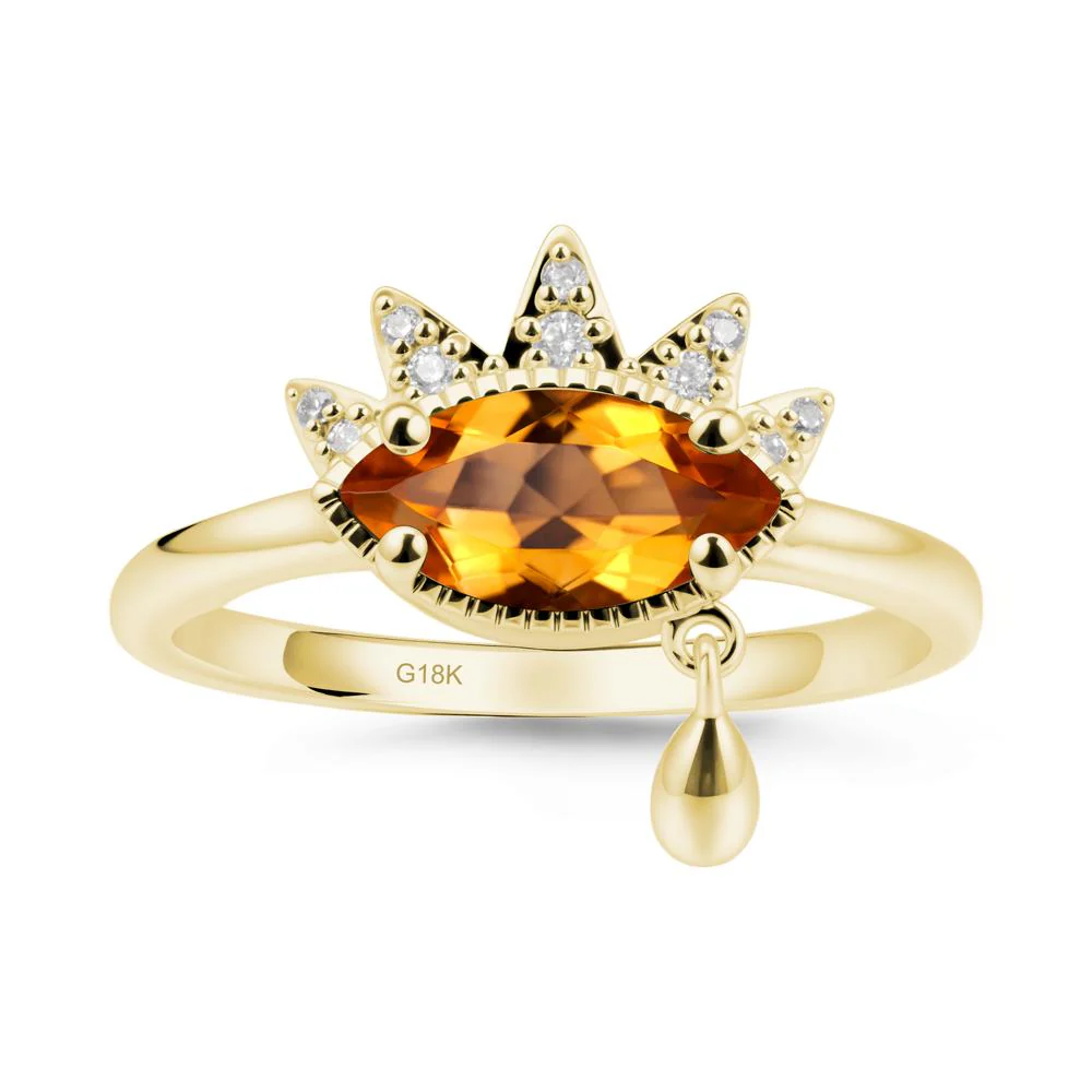 Evil Eye Marquise Cut Citrine Ring - Image 6