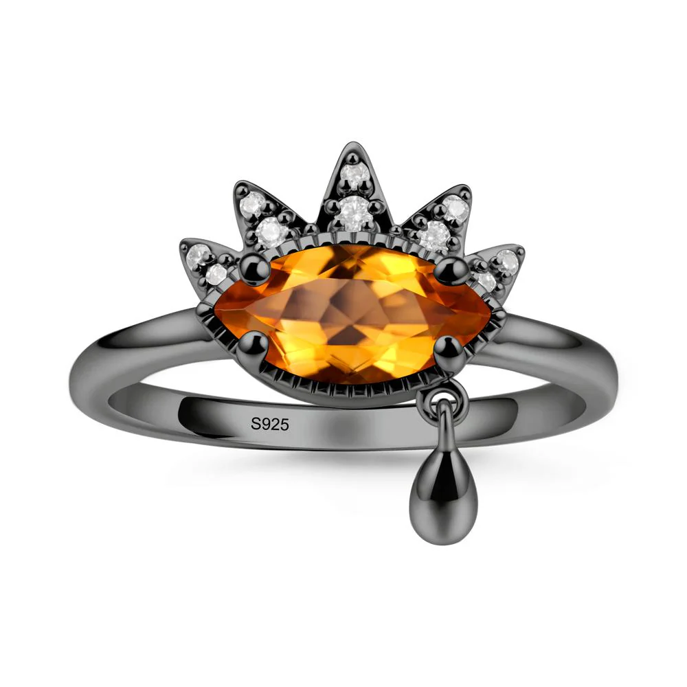 Evil Eye Marquise Cut Citrine Ring - Image 7
