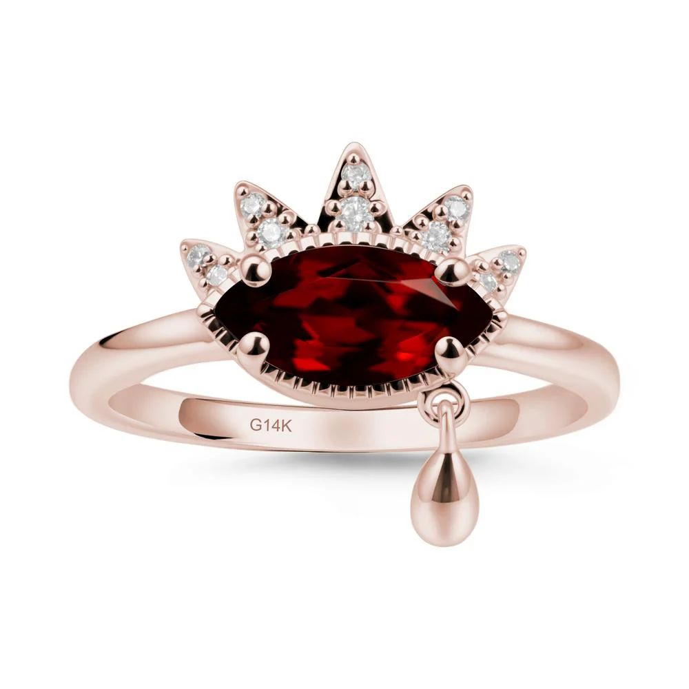 Evil Eye Marquise Cut Garnet Ring - Image 2