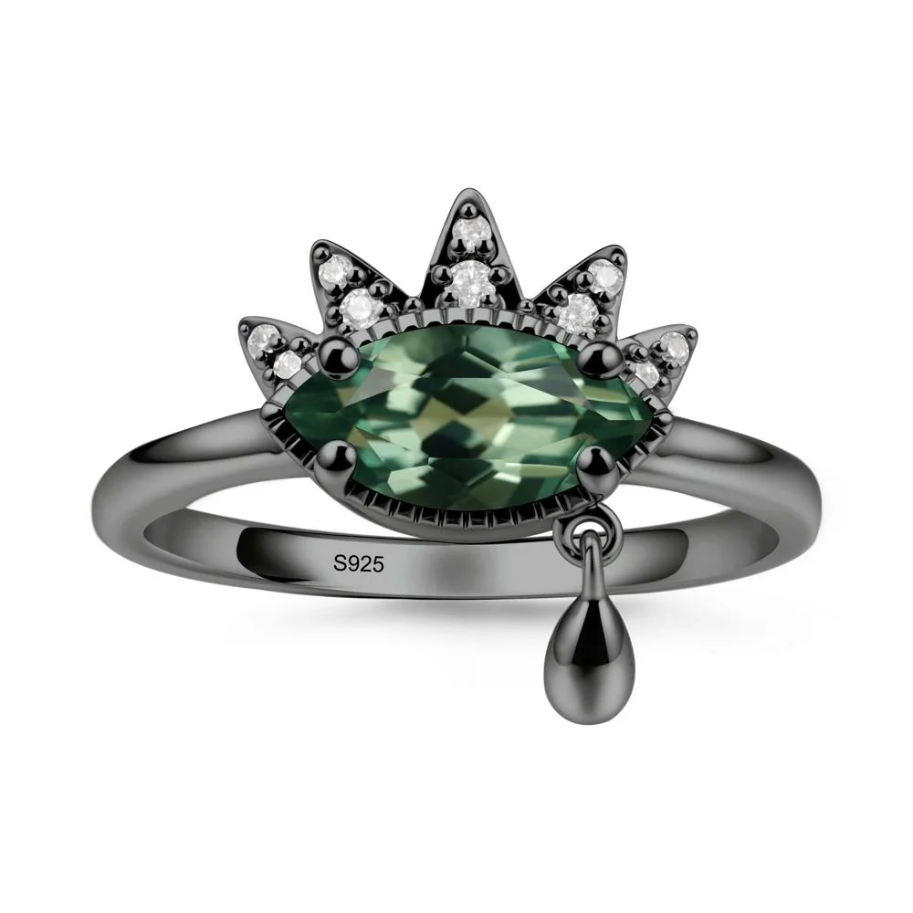 Evil Eye Marquise Cut Green Sapphire Ring