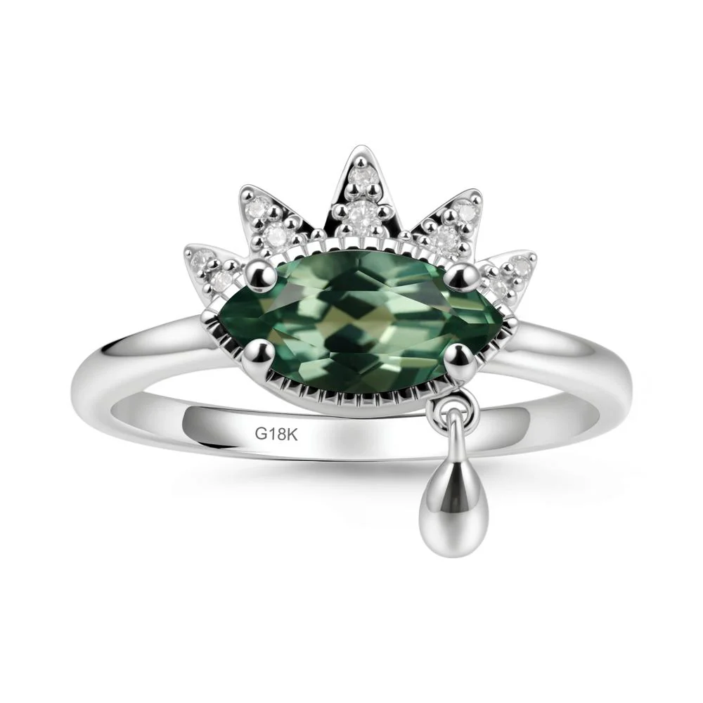 Evil Eye Marquise Cut Green Sapphire Ring - Image 6