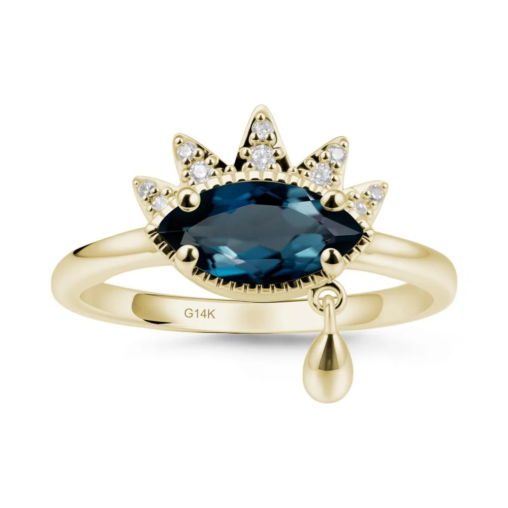 Evil Eye Marquise Cut London Blue Topaz Ring