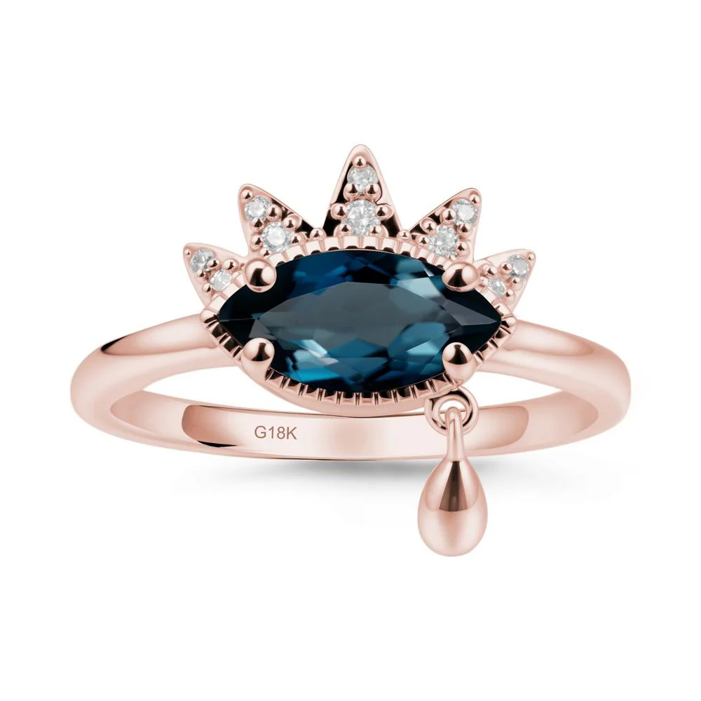 Evil Eye Marquise Cut London Blue Topaz Ring - Image 4