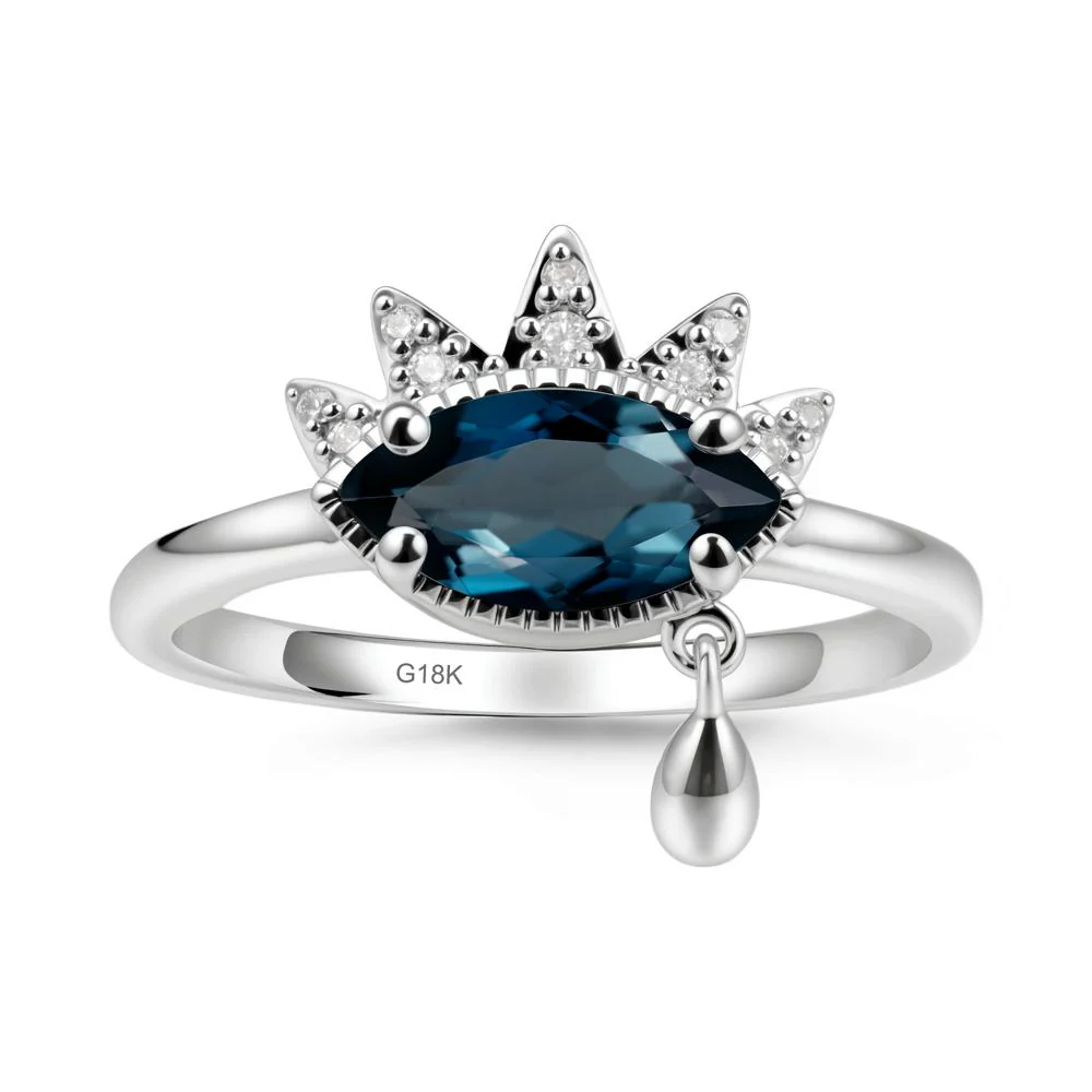Evil Eye Marquise Cut London Blue Topaz Ring - Image 5