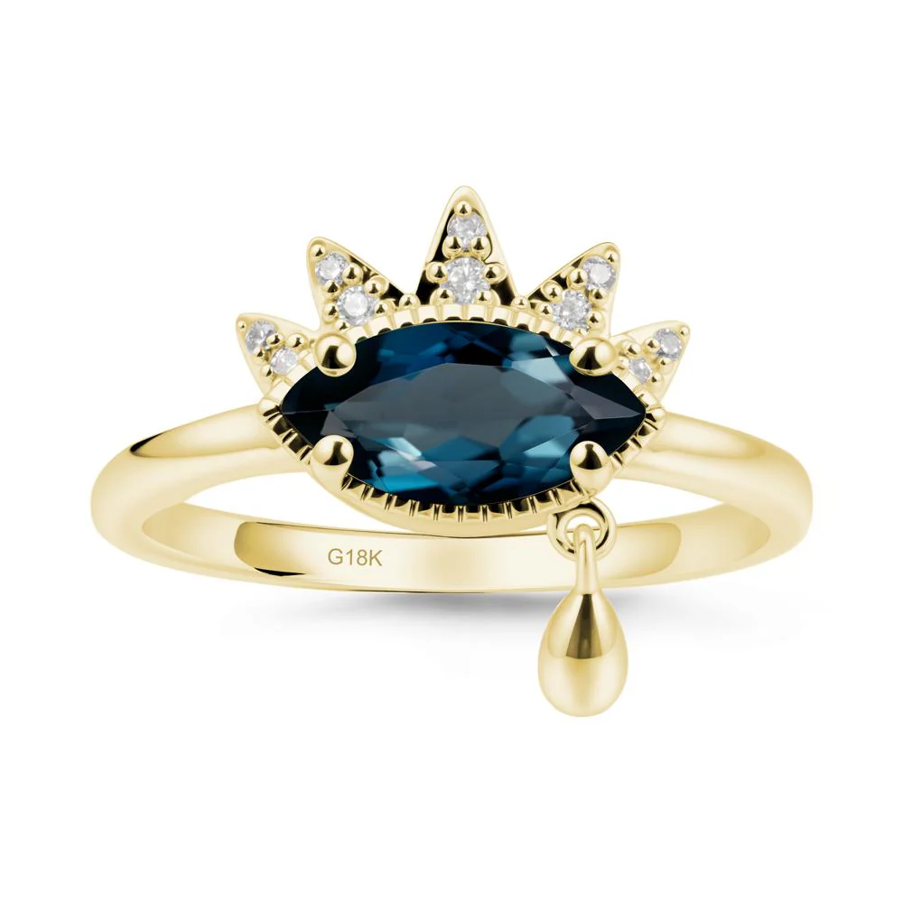 Evil Eye Marquise Cut London Blue Topaz Ring - Image 6