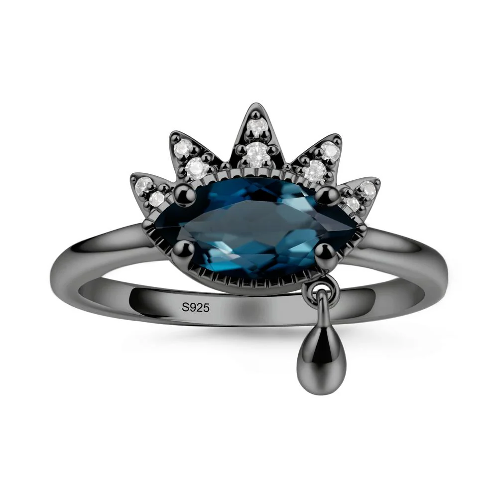 Evil Eye Marquise Cut London Blue Topaz Ring - Image 7