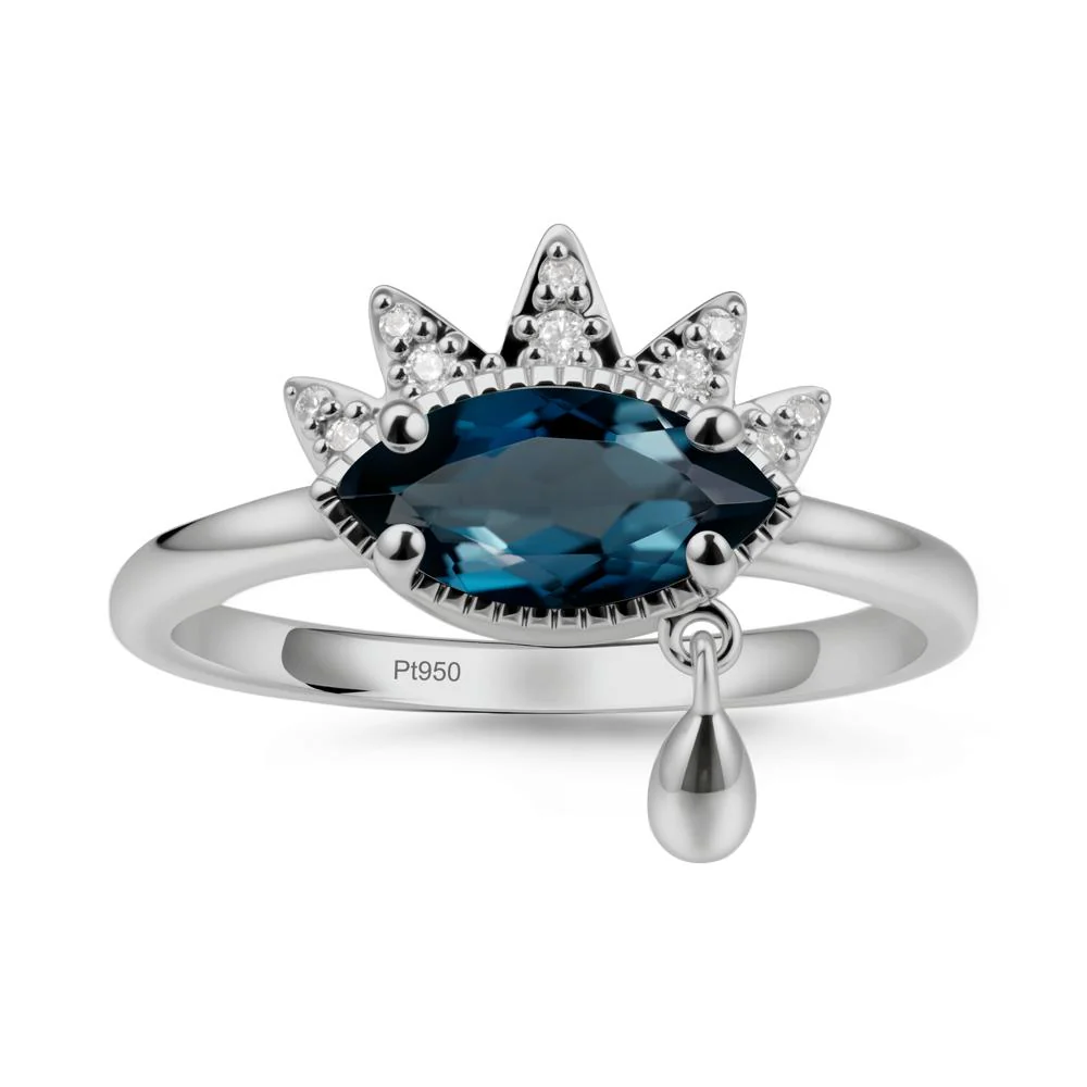 Evil Eye Marquise Cut London Blue Topaz Ring - Image 8