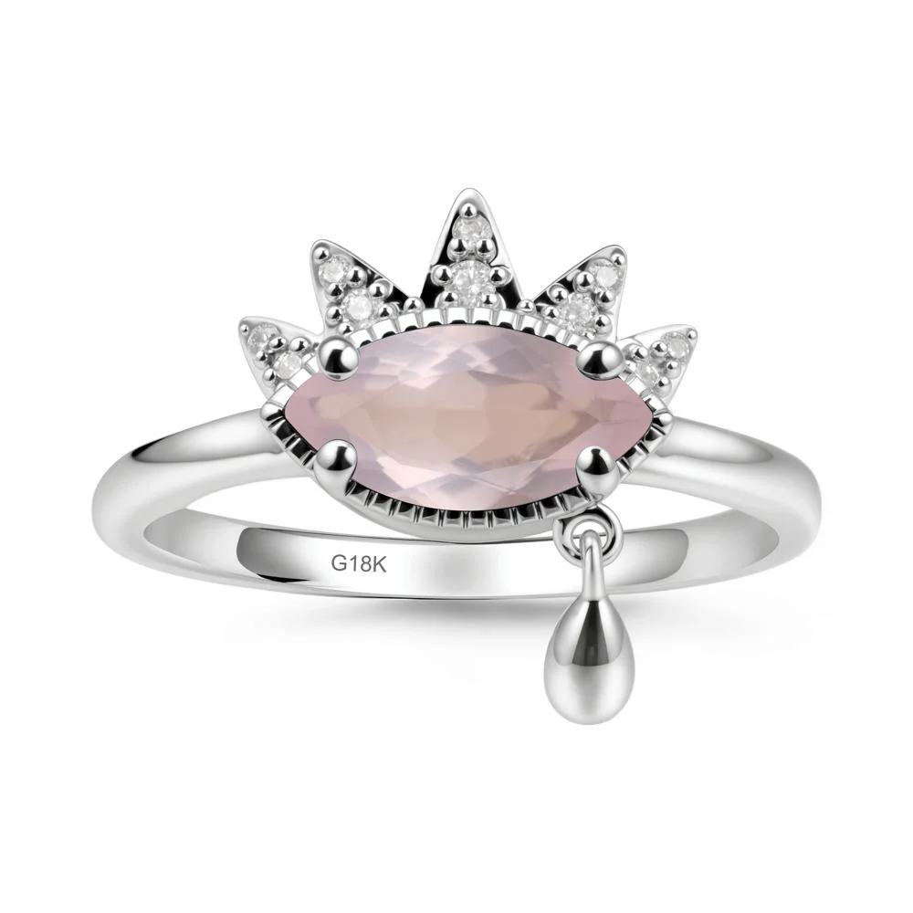 Evil Eye Marquise Cut Rose Quartz Ring - Image 6