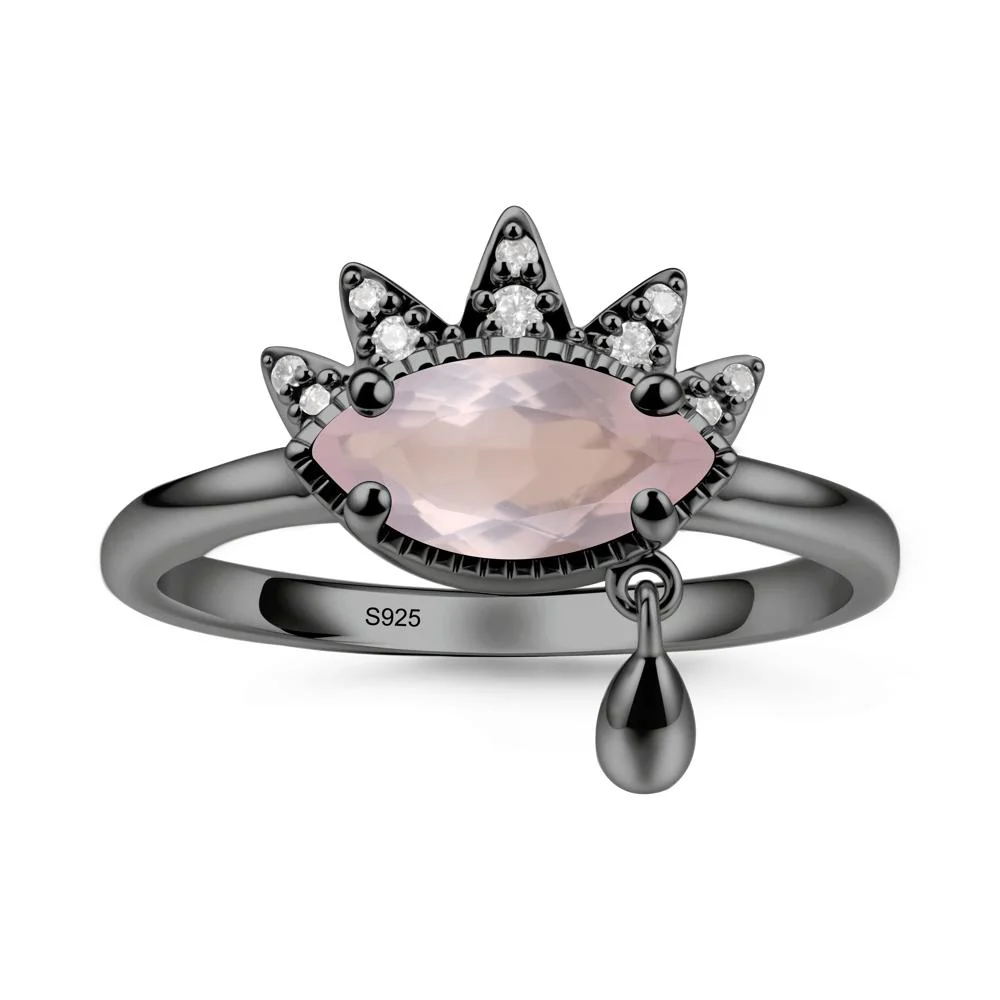 Evil Eye Marquise Cut Rose Quartz Ring - Image 8