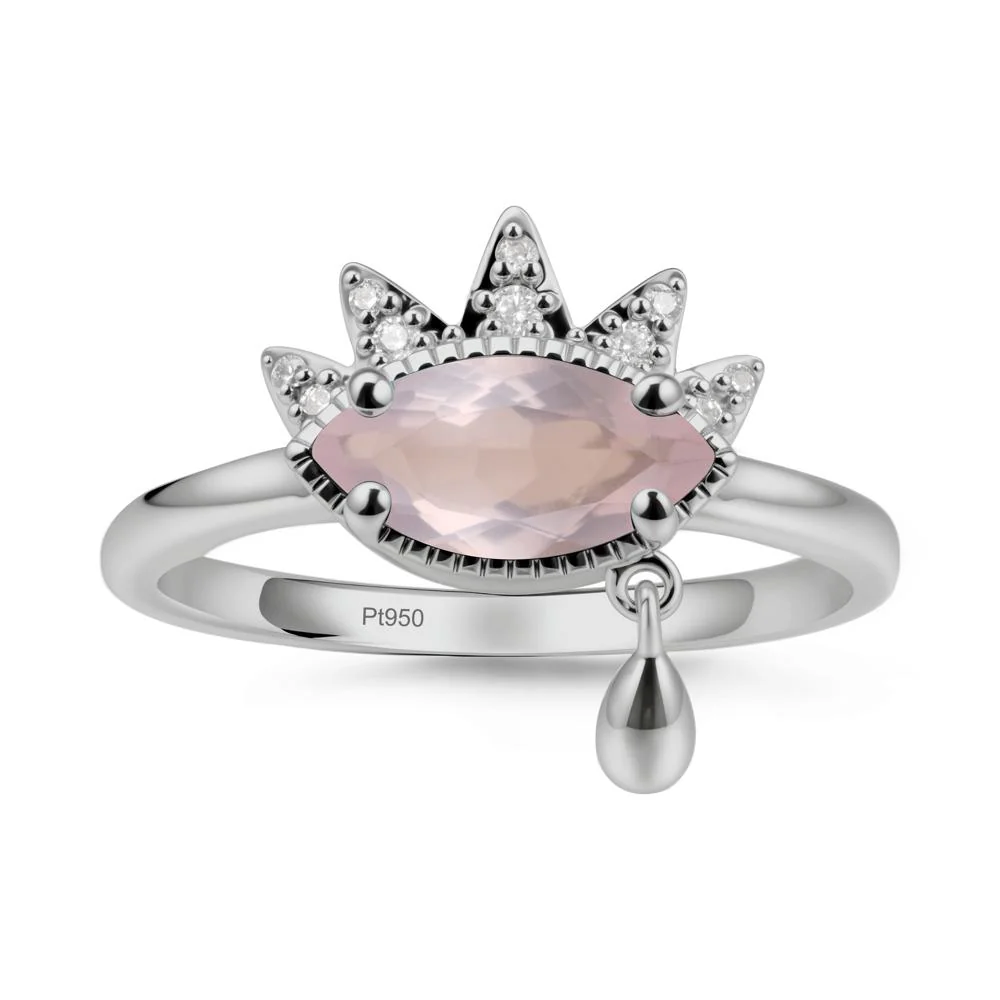 Evil Eye Marquise Cut Rose Quartz Ring - Image 9