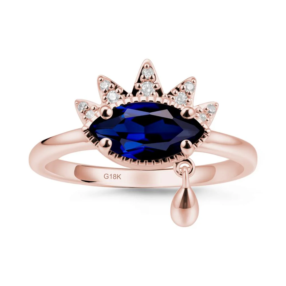 Evil Eye Marquise Cut Sapphire Ring - Image 5