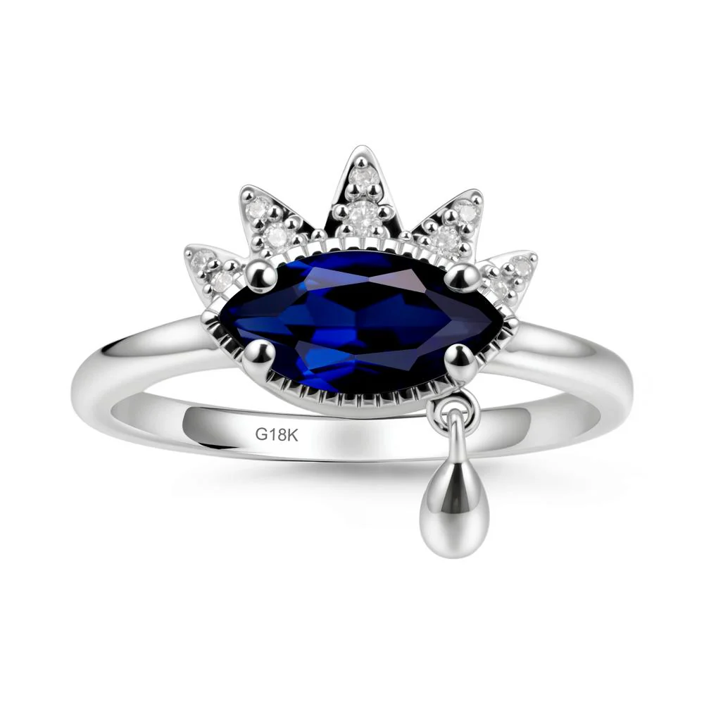 Evil Eye Marquise Cut Sapphire Ring - Image 6
