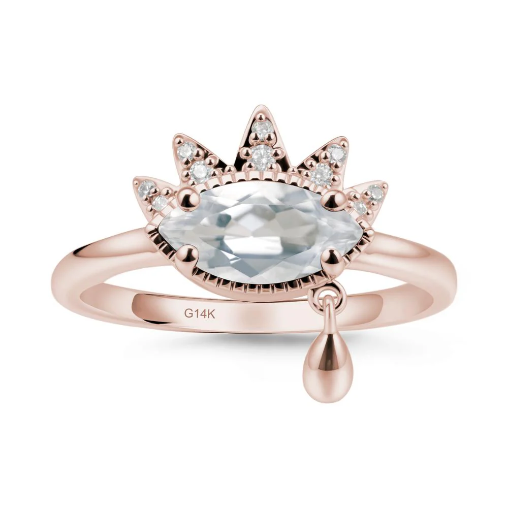 Evil Eye Marquise Cut White Topaz Ring - Image 2