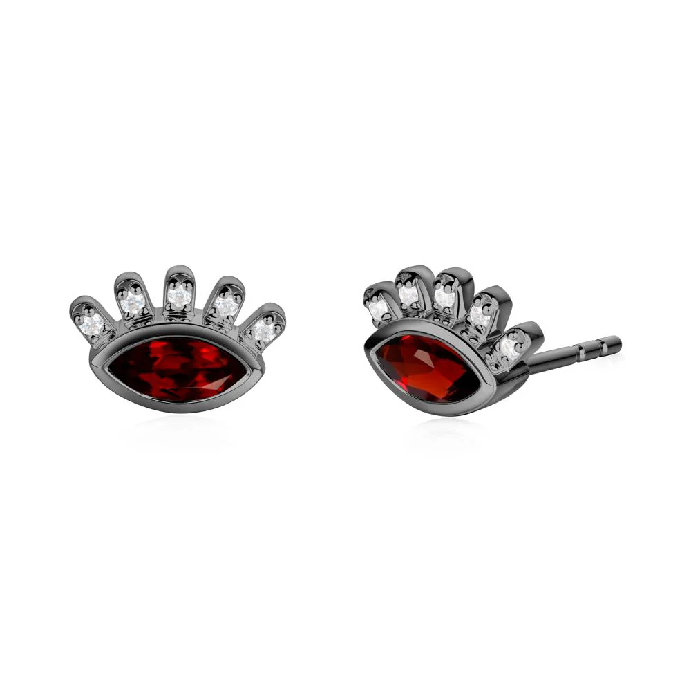 Evil Eye Marquise Garnet Earrings
