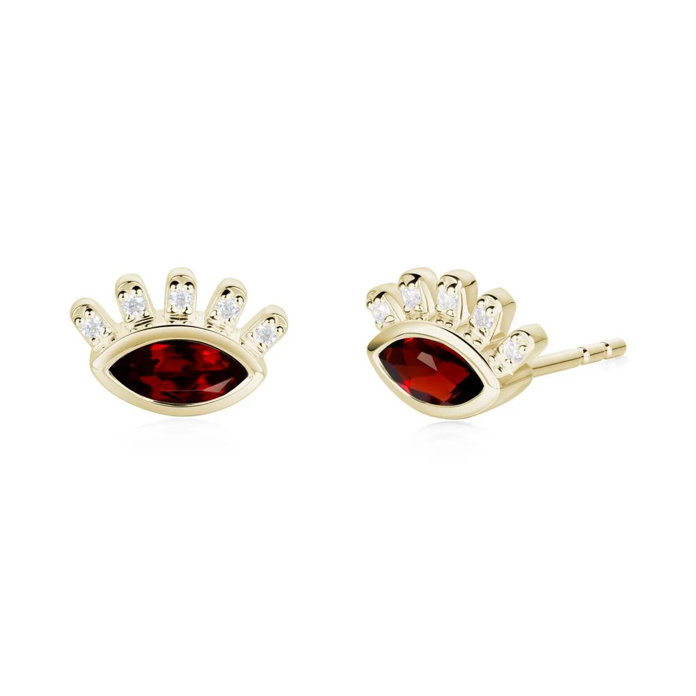 Evil Eye Marquise Garnet Earrings - Image 6
