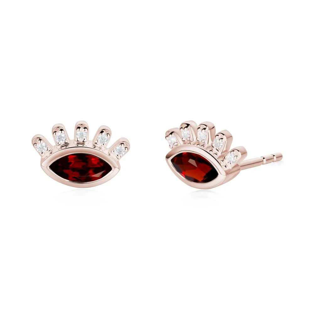 Evil Eye Marquise Garnet Earrings - Image 8