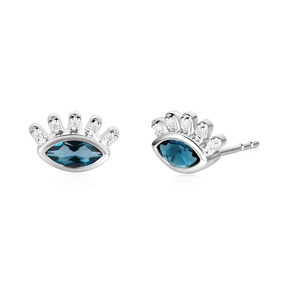 Evil Eye Marquise London Blue Topaz Earrings - Image 3