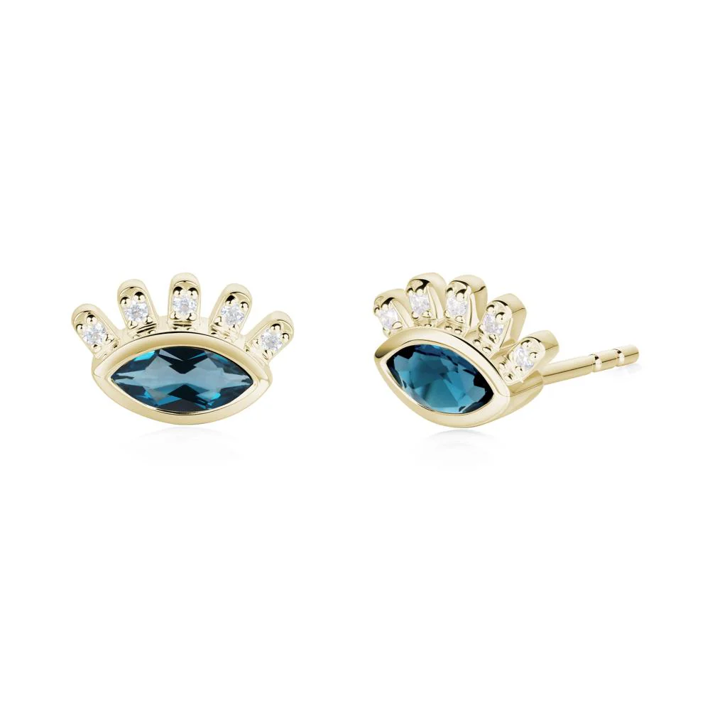 Evil Eye Marquise London Blue Topaz Earrings - Image 4