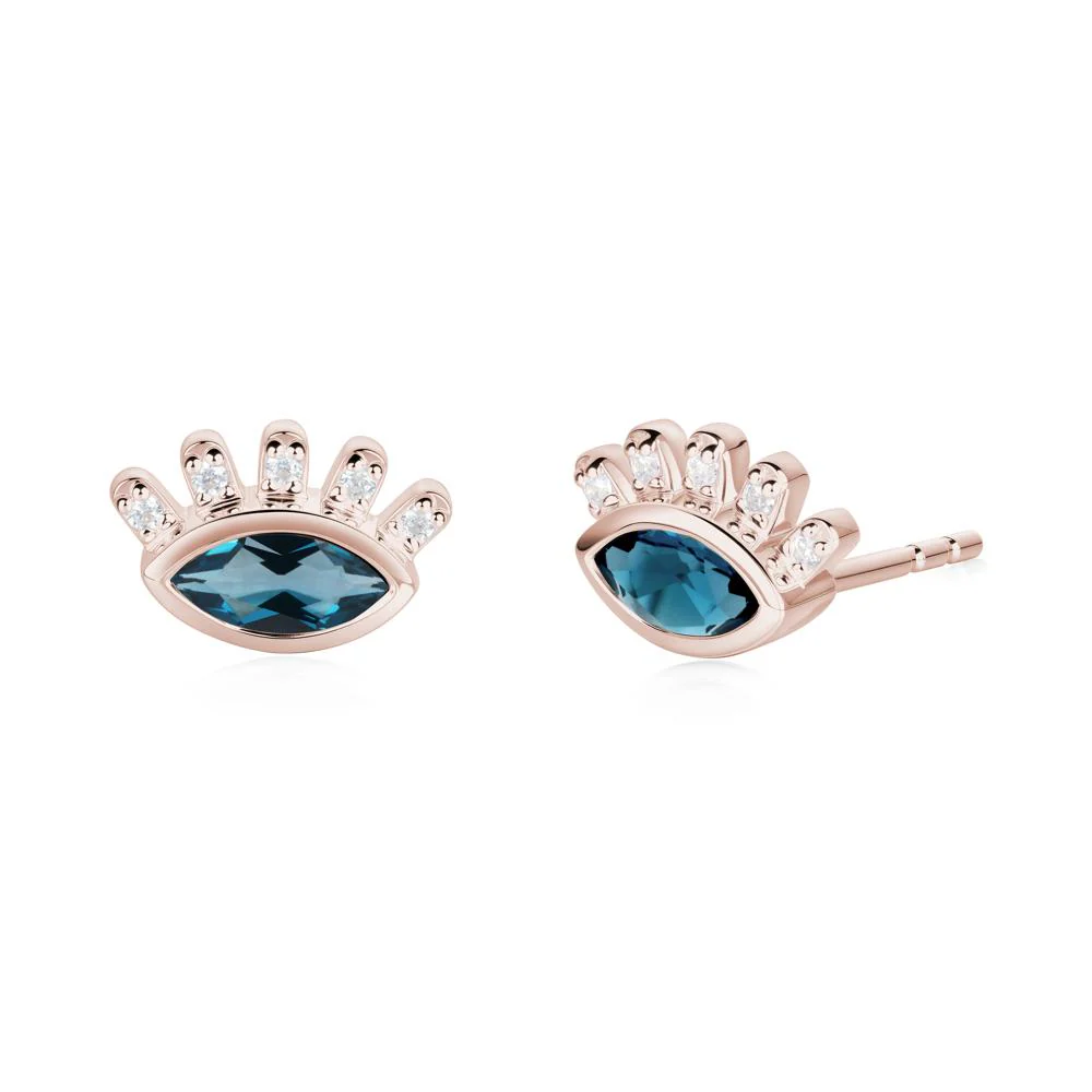 Evil Eye Marquise London Blue Topaz Earrings - Image 9