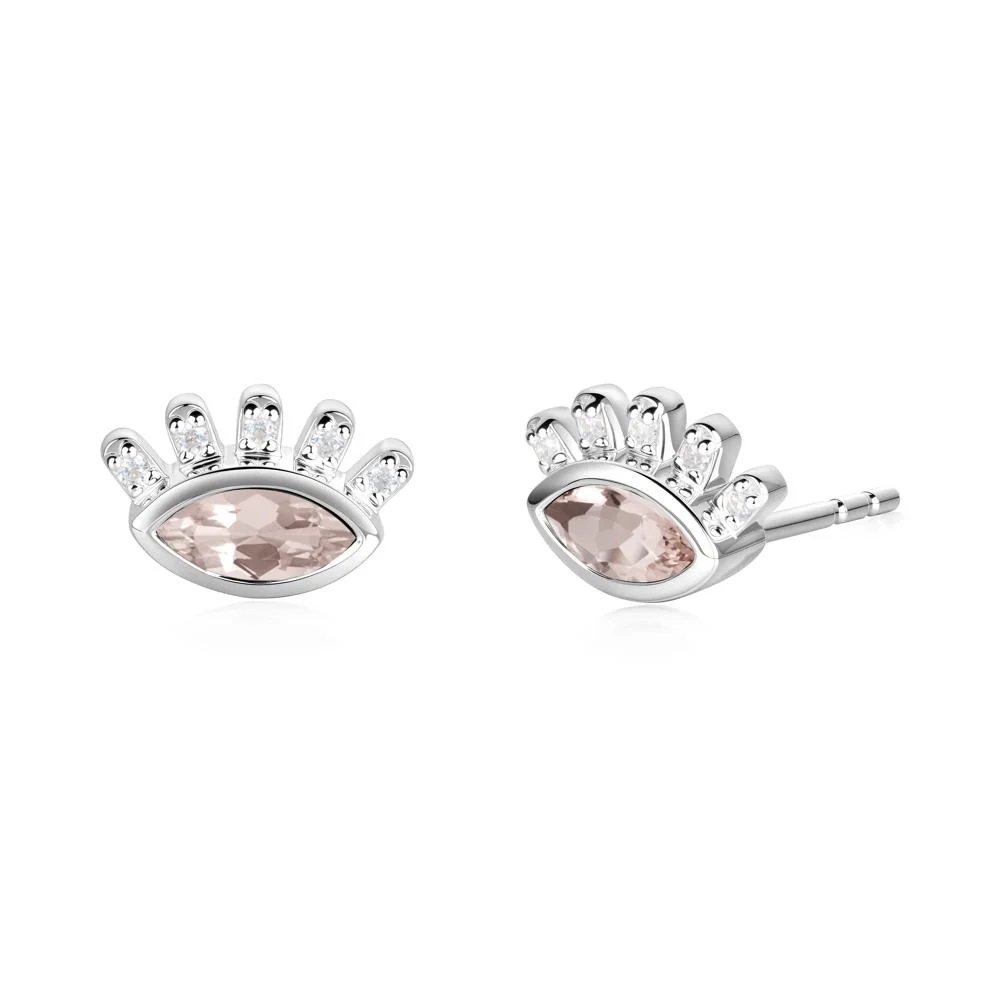 Evil Eye Marquise Morganite Earrings - Image 2
