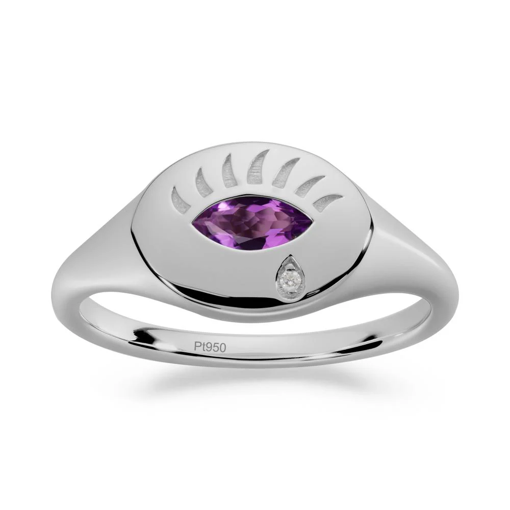 Evil Eye Signet Marquise Amethyst Ring - Image 4