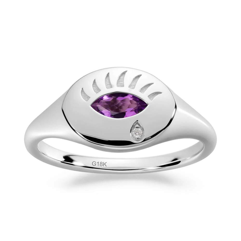 Evil Eye Signet Marquise Amethyst Ring - Image 6