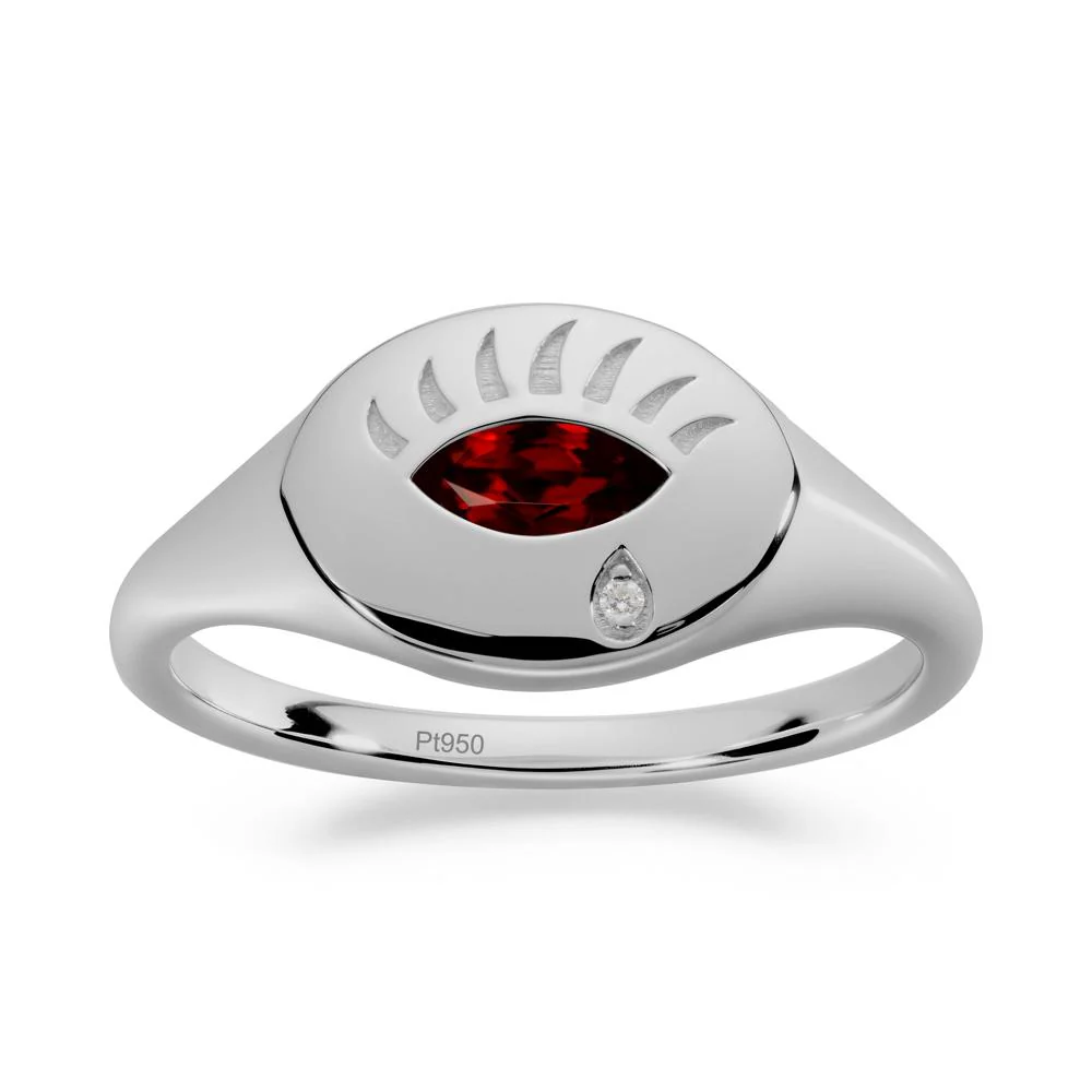 Evil Eye Signet Marquise Garnet Ring - Image 8