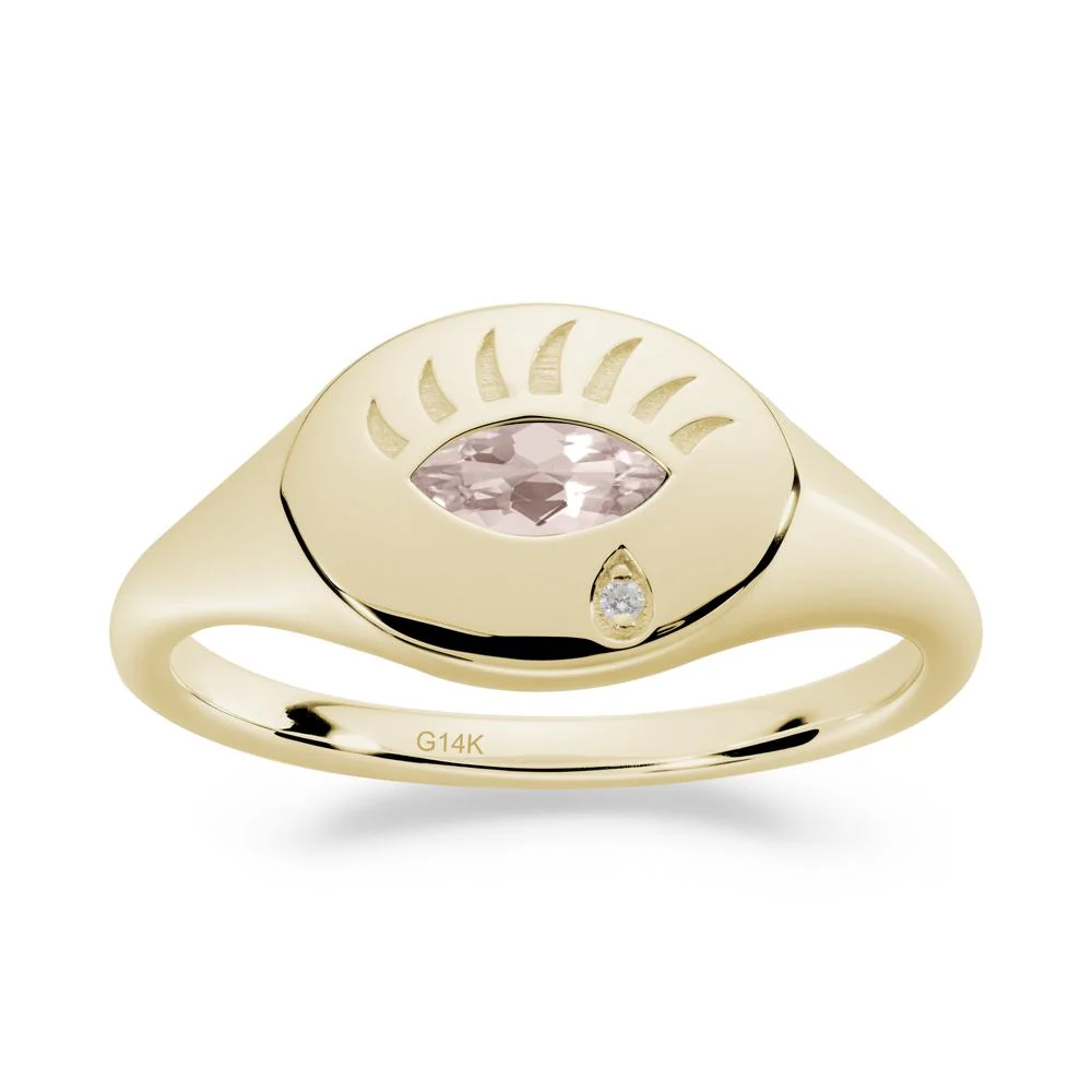 Evil Eye Signet Marquise Morganite Ring - Image 6