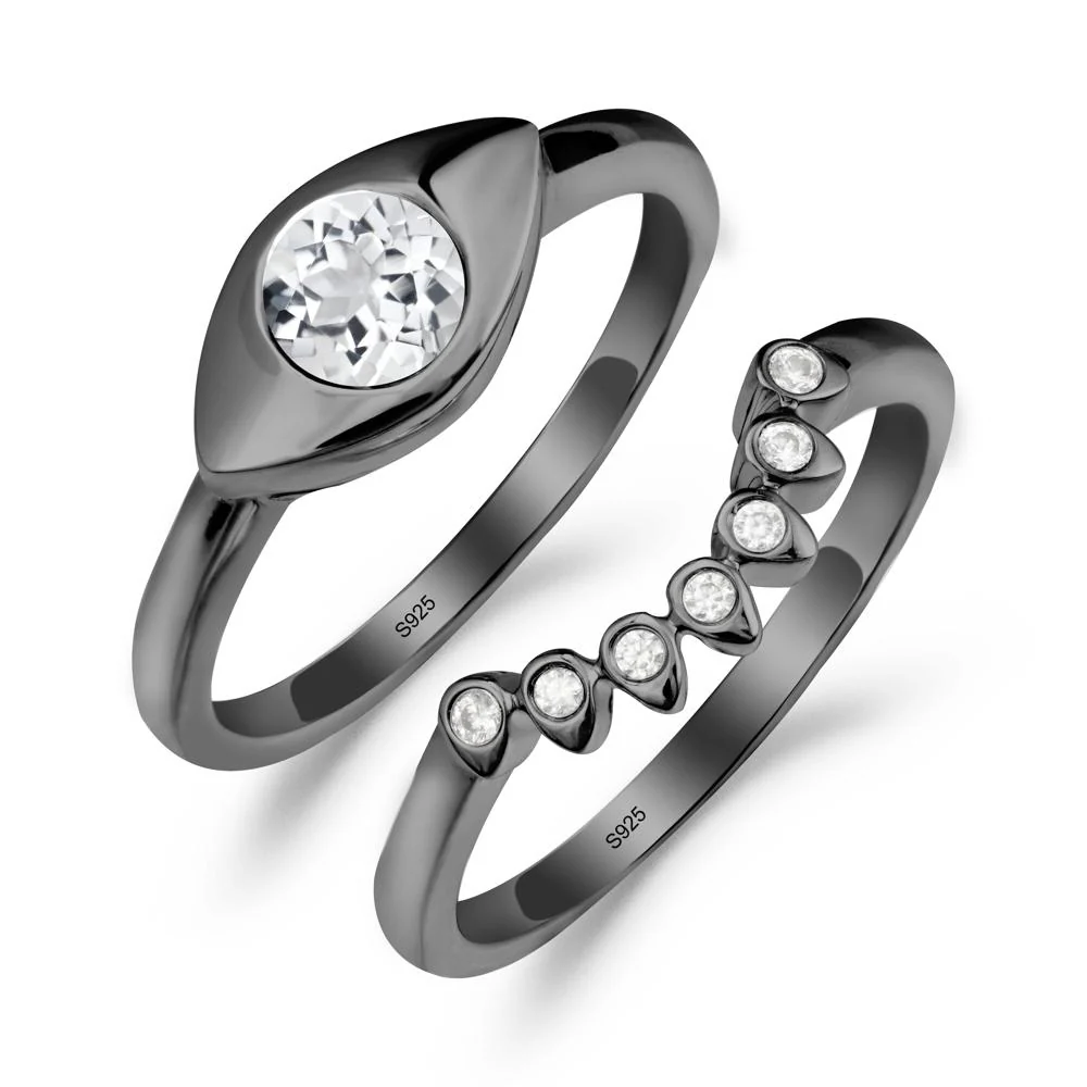 Evil Eye White Topaz Ring Set