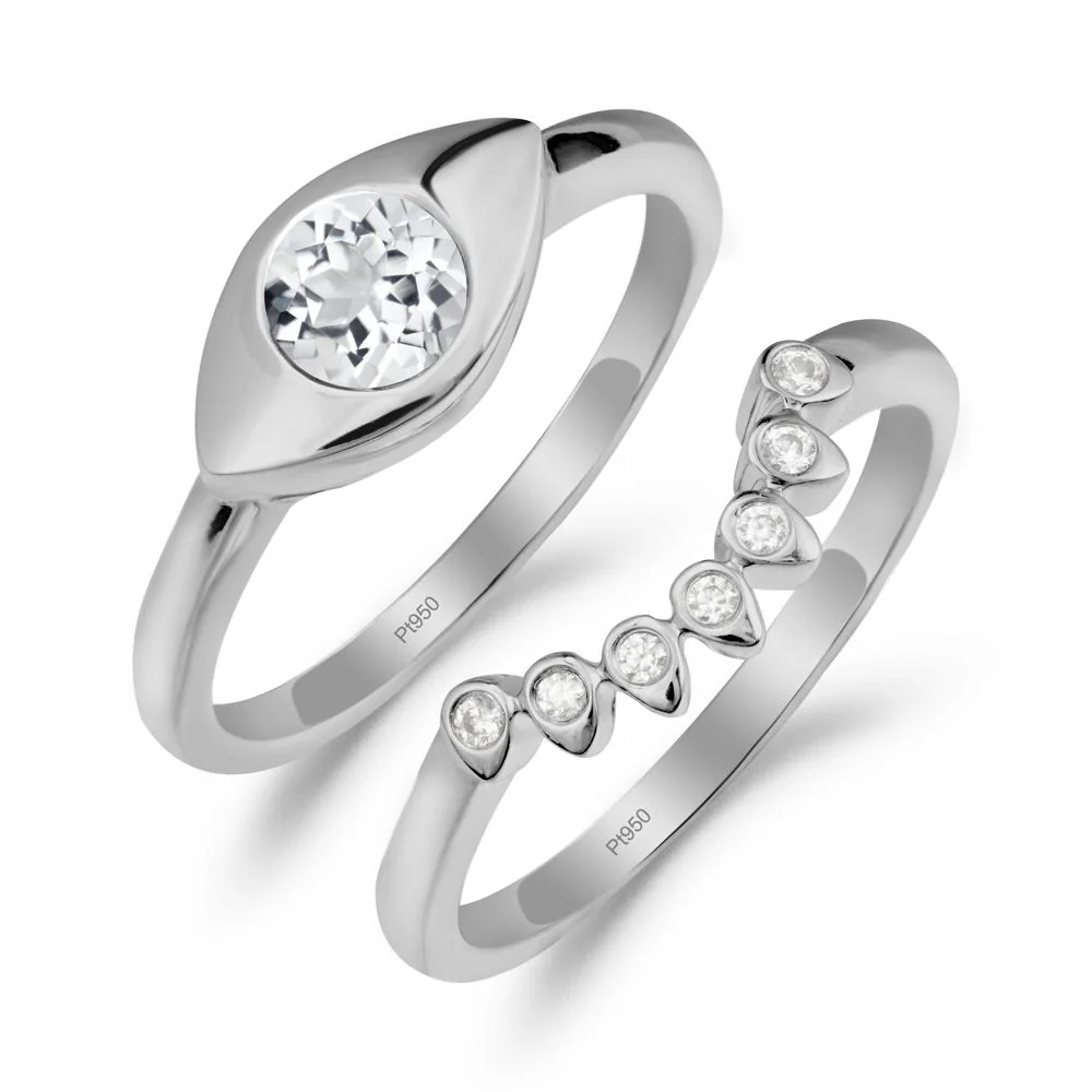 Evil Eye White Topaz Ring Set - Image 2