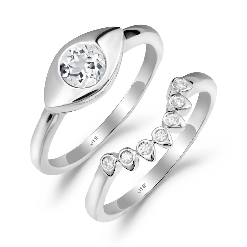 Evil Eye White Topaz Ring Set - Image 6