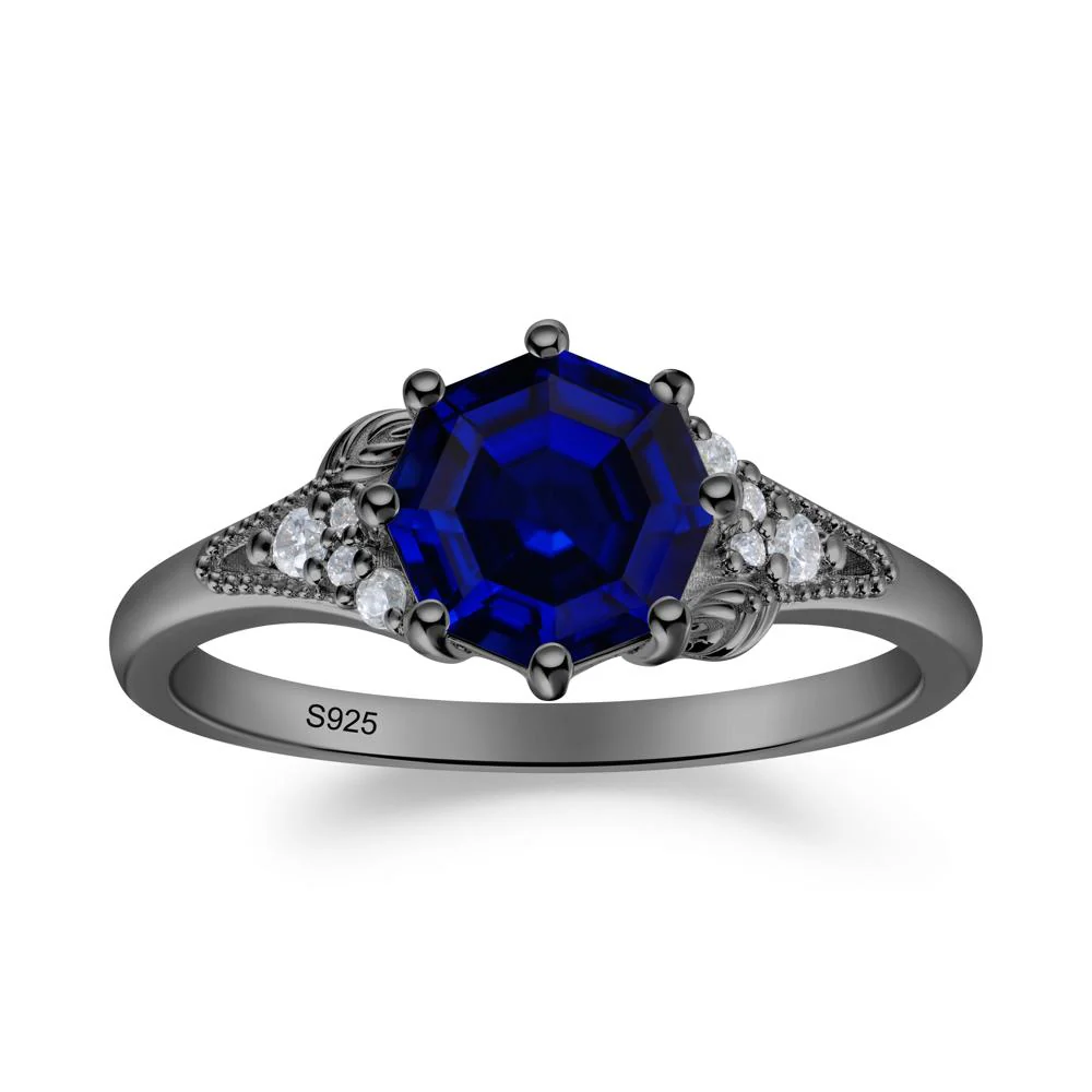 Filigree Octagon Sapphire Ring - Image 9