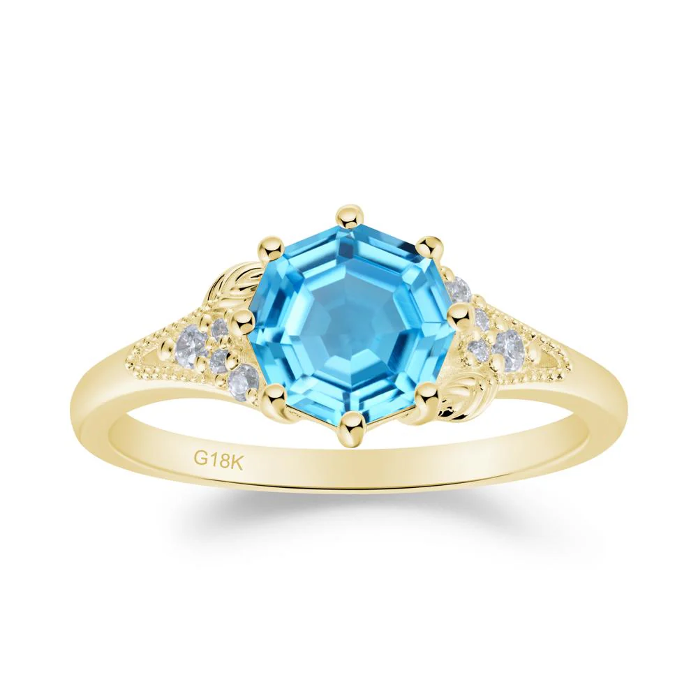 Filigree Octagon Swiss Blue Topaz Ring - Image 6